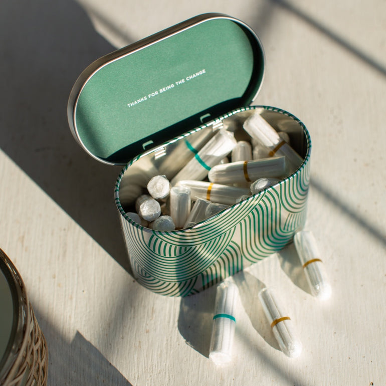 DAME's organic tampons in DAME tin