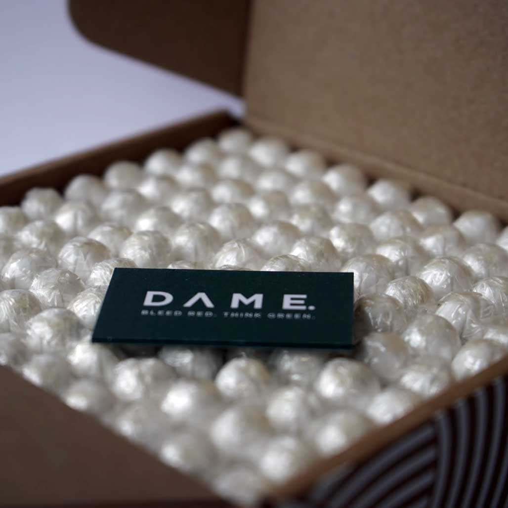 A look inside DAME's organic cotton tampons value pack