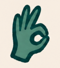 Green hand icon doing OK sign