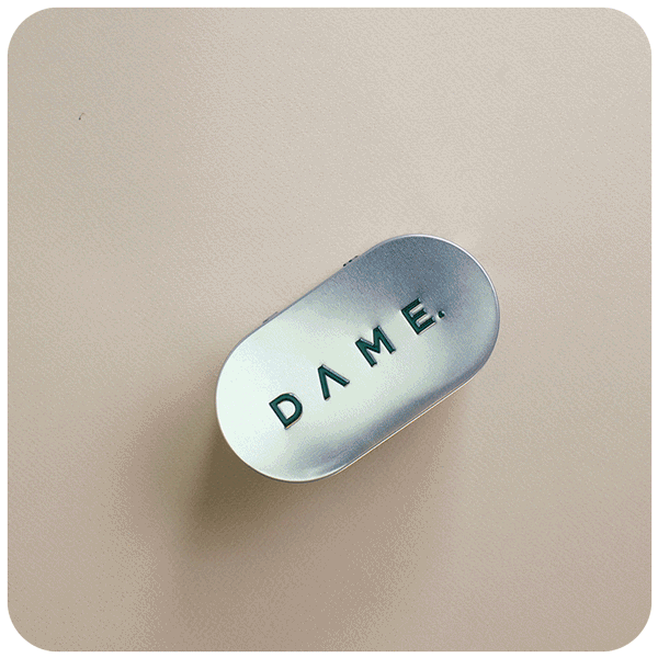 DAME tampon tin being refilled by organic tampon subscription