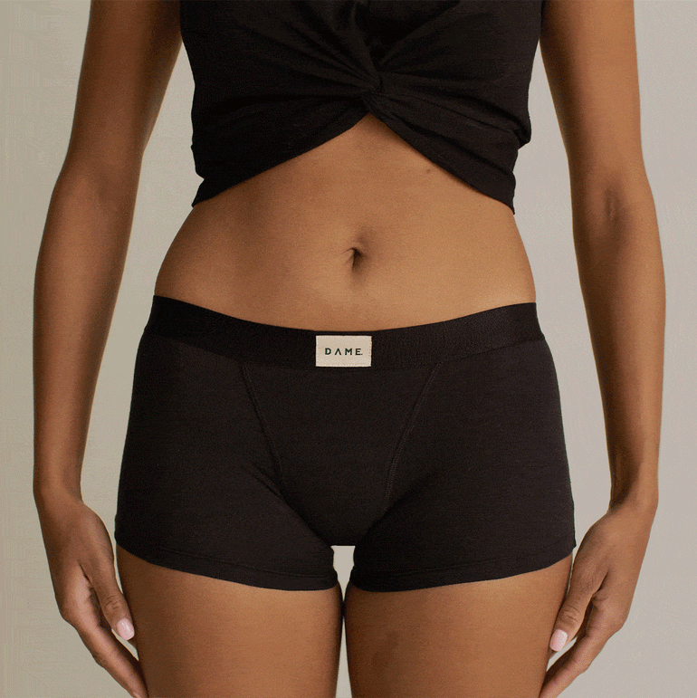 DAME Period Pants in studio with 360 view GIF